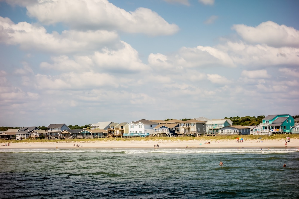 Homes near Oak Island Beach in North Carolina
